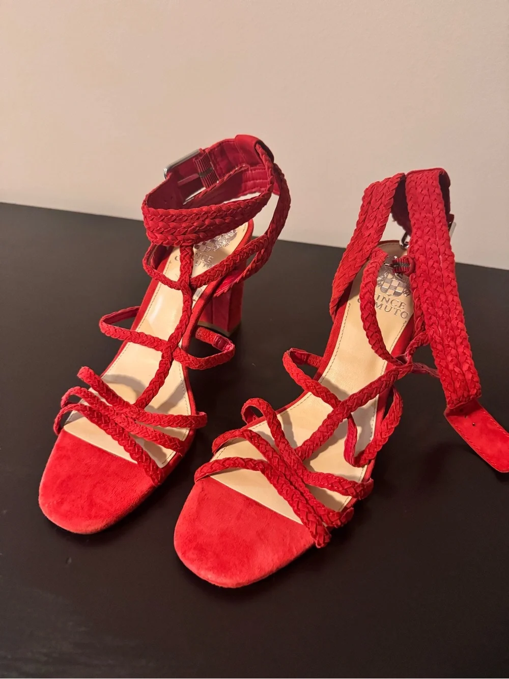 Vince Camuto Red Braided Strappy Heels - Picture 3 of 6